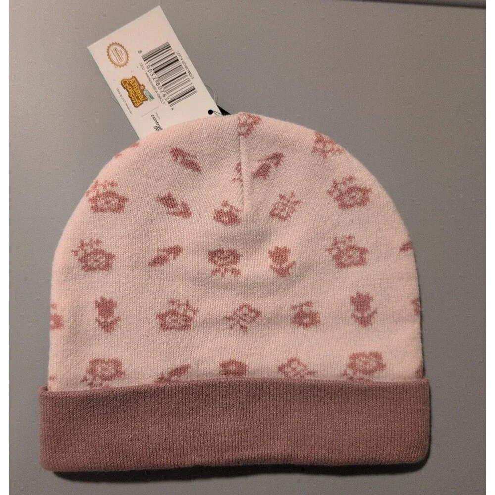 NWT Nintendo Animal Crossing New Horizons Celeste Pink Floral Knit Beanie